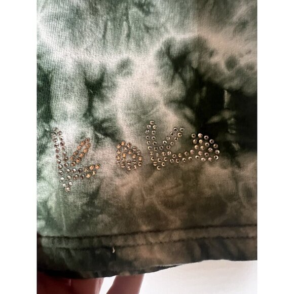 IAMKOKO.LA  Los Angeles green white tie-dye sweat shorts sz M rhinestone logo - Picture 7 of 11